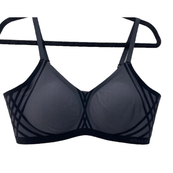 HONEYLOVE Bra Women Sz 2X Black Velour Combo Crossover Wire Free Removable Pads - Picture 2 of 8